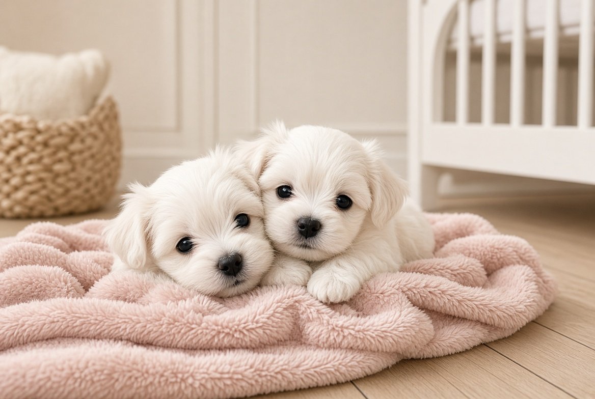 Two Maltese puppies